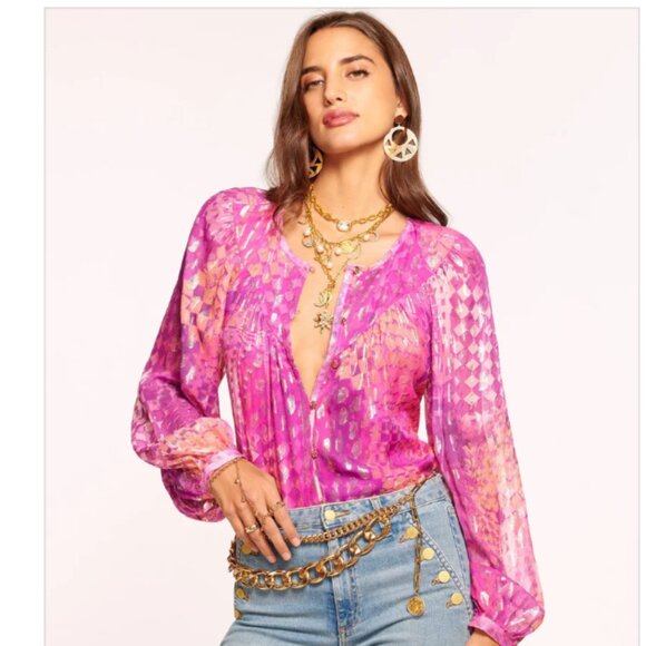 Ramy Brook Tops - Ramy Brook Oaklynn Button Down Silk Blouse Size Small